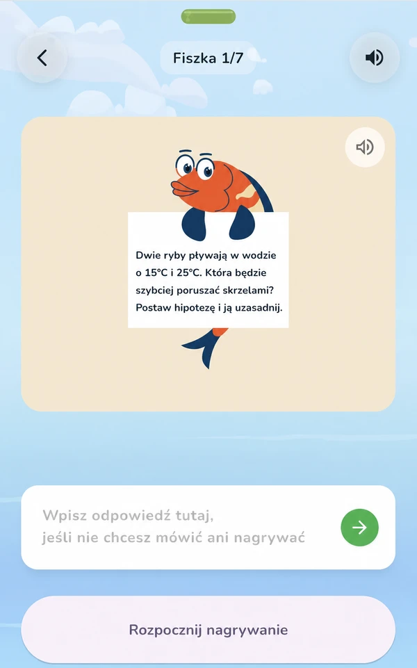 Pytanie STEM w Zapam: dwie ryby pływają w wodzie o 15°C i 25°C — która będzie szybciej poruszać skrzelami? Postaw hipotezę i ją uzasadnij.